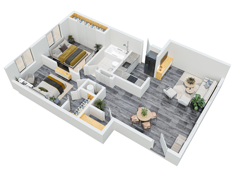 bedroom floor plan an in 3d